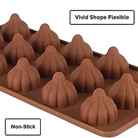 Mini Modak Shape 15 Cavities/Slot Chocolate Mould, Silicone Molds for Candy, modak Filling, Silicon Brown Fondant Cupcakes Decoration Cake Border Decorating for Ganesh Chaturti Festival Theme-thumb1