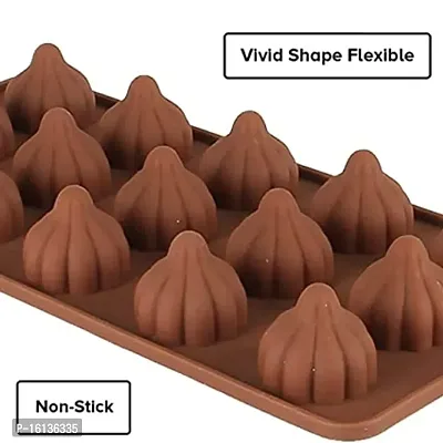 Mini Modak Shape 15 Cavities/Slot Chocolate Mould, Silicone Molds for Candy, modak Filling, Silicon Brown Fondant Cupcakes Decoration Cake Border Decorating for Ganesh Chaturti Festival Theme-thumb2