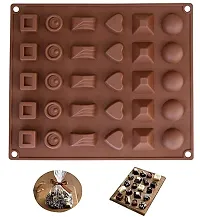MoldBerry Silicone Chocolate Mould 30 Cavity 6 Different Assorted Shape Mould Candy Mold Baking Tools for Cake Chocolate Jell-O Ice Size ( 24 x 22 x 1.5 cm ) Pack of 1 ( Multi Color )-thumb2