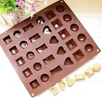 MoldBerry Silicone Chocolate Mould 30 Cavity 6 Different Assorted Shape Mould Candy Mold Baking Tools for Cake Chocolate Jell-O Ice Size ( 24 x 22 x 1.5 cm ) Pack of 1 ( Multi Color )-thumb3