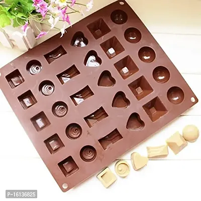 MoldBerry Silicone Chocolate Mould 30 Cavity 6 Different Assorted Shape Mould Candy Mold Baking Tools for Cake Chocolate Jell-O Ice Size ( 24 x 22 x 1.5 cm ) Pack of 1 ( Multi Color )-thumb4