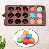 MoldBerry Silicone Chocolate Mould 15 Cavity Rose Shape Mould Candy Mold Baking Tools for Cake Chocolate Ice Jell-O Pack of 1 (Multi Color)-thumb1