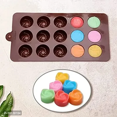 MoldBerry Silicone Chocolate Mould 15 Cavity Rose Shape Mould Candy Mold Baking Tools for Cake Chocolate Ice Jell-O Pack of 1 (Multi Color)-thumb2