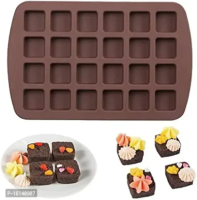 MoldBerry Silicone Chocolate Mould 24 Cavity Big Square Shape Mould Candy Mold Baking Tools for Cake Chocolate Jell-O Ice Soap Pack of 1 (Multi Color)-thumb0