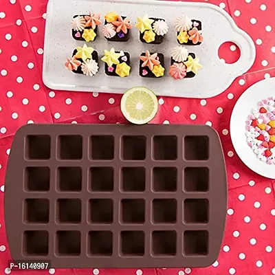 MoldBerry Silicone Chocolate Mould 24 Cavity Big Square Shape Mould Candy Mold Baking Tools for Cake Chocolate Jell-O Ice Soap Pack of 1 (Multi Color)-thumb4