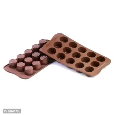 MoldBerry Silicone Chocolate Mould 15 Cavity Cylinder Round Shape Candy Mold Baking Tools for Cake Chocolate Ice Jell  Pack of 1 ( Multi Color)