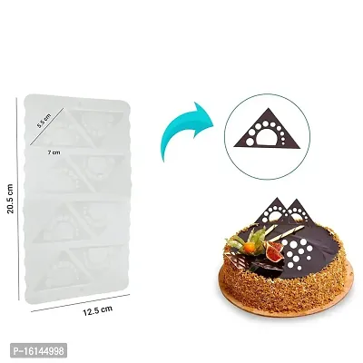 MoldBery Small Designed Triangle Shape Chocolate Garnishing Sheet for Chocolate and Cake Decoration (8 Cavity)-thumb3