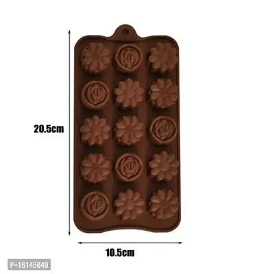 MoldBerry Silicone Chocolate Mould 15 Cavity 3 Style Flower Shaped Mold Baking Tools for Chocolate Candy Ice Jell-O Cake Decoration Pack of 1 ( Multi Color )-thumb5