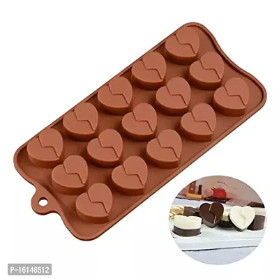 MoldBerry Broken Heart Shape Chocolate Mould , Silicone Mould for Chocolate Gummies Fondant Mini Soap Mini Candles Making Accesories ,( Brown , 22 *10.4 * 2 Cm )