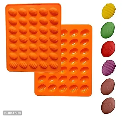 MoldBerry Silicon 35 Cavity Multi Egg Shapes or Easter Theme Brown Chocolate Mould, Ice Mould, Chocolate Decorating Mould-thumb0