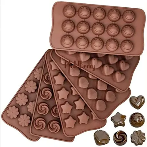 MAFAHH Chocolate Mould Tray Cake Baking Mold Flexible Silicon Ice Cupcake Making Tool Cadbury Make,DIY Cake Soap Ice Cream Candy Jelly Molds Bakeware Moulds Pack of 2 - Random Design, brown, Standard
