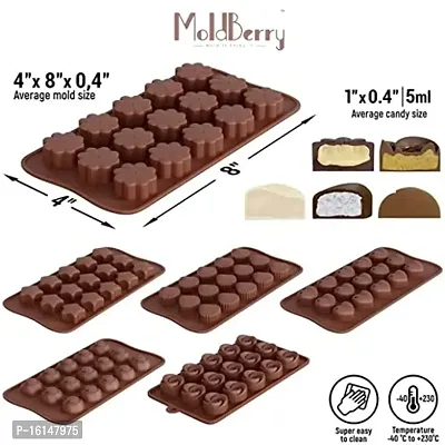 MoldBerry Silicone Chocolate Candy Molds Flexible Silicone Candy Gummy Mould Different Shapes and Patterns Baking Mold for Cake Easy to Use  Clean Pack of 6-thumb3