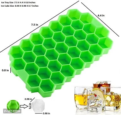 MoldBerry Silicone Ice Cube Mould Premium Ice Cube Moulds Maker Honey Comb 37 Cavity Silicon Ice Tray for Freezer Ice Cube Trays with Lid Pack of 3 (Multi Color)-thumb3