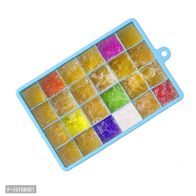 MoldBerry Silicon Ice Cube Square Shape Tray Flexible Perfect 24 Cavity Ice Cube Trays for Freezer Ice Cube Mold/Moulds for Beer Whiskey Cocktail Bar Chocolate Ice Maker Pack of 1 (Multi Color)-thumb0