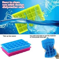 MoldBerry Silicon Ice Cube Square Shape Tray Flexible Perfect 24 Cavity Ice Cube Trays for Freezer Ice Cube Mold/Moulds for Beer Whiskey Cocktail Bar Chocolate Ice Maker Pack of 1 (Multi Color)-thumb2