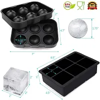 MoldBerry 6 Grid Big Size Ice Cube  Ice Ball Mould Combo Square (17 X 11.7 X 5 cm)  2rdquo; in Cube  Round (18.3 X 12.5 X 5 cm)  1.75rdquo; in Ball Pack of 2 (Black Color)-thumb3