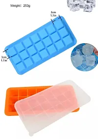 MoldBerry 21 Cavity Ice Cube Tray with Lid , Ice Cube Mould, Square ice Cube Tray for Freezer , 27 x 13 x 3.5 cm , Multicolour Pack of 1-thumb2