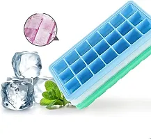 MoldBerry 21 Cavity Ice Cube Tray with Lid , Ice Cube Mould, Square ice Cube Tray for Freezer , 27 x 13 x 3.5 cm , Multicolour Pack of 1-thumb3