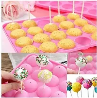 MoldBerry Cake Pop Mould 20 Cavity Round Lollipop Maker Mold Best Pies with Stick Ideal for Frozen Desserts Ice Ball and Kitchen Accessories Pack of 1 (22.2 x 18 x 2.8 Cm) (Random Color)-thumb3