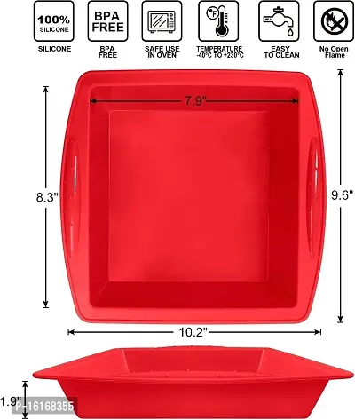 MoldBerry Silicone Square Cake Pan Silicone Brownie Pan with Non-Slip Grips, Non-Stick and BPA Free, Perfect for Brownie, Cake, Bread, Pie and Lasagna (Packof2)-thumb2