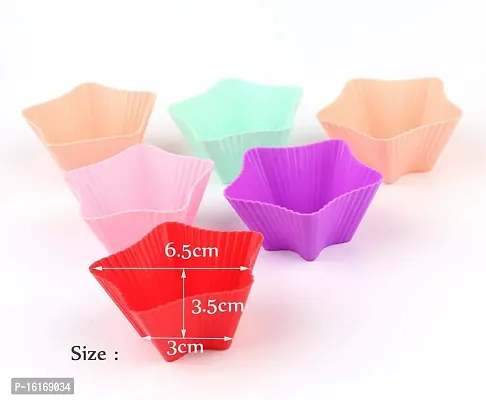 MoldBerry Reusable Muffin Cupcake Mold Liners, Star Shape, Pack of 12, Multi-Color-thumb2