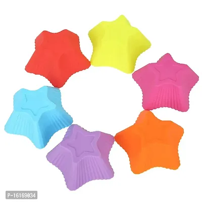 MoldBerry Reusable Muffin Cupcake Mold Liners, Star Shape, Pack of 12, Multi-Color-thumb4