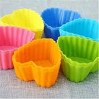 MoldBerry Silicone Muffin Moulds/Cup Cake Mould | Reusable  Nonstick,Perfect for Cup Cakes Multicolor (Heart Shape - Pack of 12)-thumb2