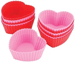 MoldBerry Silicone Muffin Moulds/Cup Cake Mould | Reusable  Nonstick,Perfect for Cup Cakes Multicolor (Heart Shape - Pack of 12)-thumb3