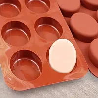 MoldBerry 6-Cavity Oval Silicone Mould, Oval Moulds for Making Handmade Soap, Chocolate, Soap Candles and Jelly-Browni (Pack of -1)-thumb2