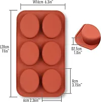 MoldBerry 6-Cavity Oval Silicone Mould, Oval Moulds for Making Handmade Soap, Chocolate, Soap Candles and Jelly-Browni (Pack of -1)-thumb1