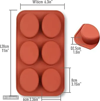 MoldBerry 6-Cavity Oval Silicone Mould, Oval Moulds for Making Handmade Soap, Chocolate, Soap Candles and Jelly-Browni (Pack of -1)-thumb2