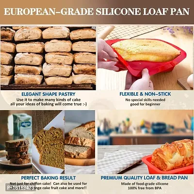 MoldBerry Non-Stick Silicone Loaf Pan Cake Baking Pan Mold for Homemade Breads/Cakes/Meatloaf/Brownies/BPA Free  Oven Safe  Dishwasher Safe (Pack of 2)-thumb3