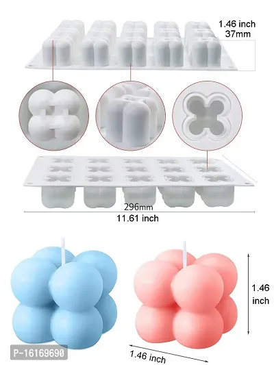 MoldBerry 3D Bubble Candle Molds - 15 Cavity 4 Bubble Cube Silicone Mold for Candles Soap Making, Bubble Cake Mold for Baking Dessert Mousse Cake Jelly Ice Cream (Pack of 1)-thumb4