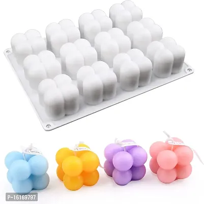 MoldBerry 12 Cavity 3D Magic Ball Fondant Silicone Molds Bubbles Cube Mold, Wax Candle Overlapping Balls Sphere Mold