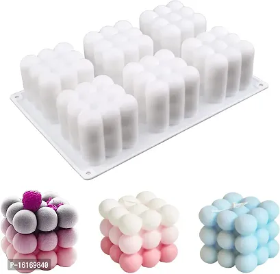 MoldBerry 3D Bubble Candle Molds - 6 Cavity Bubble Cube Silicone Mold for Candles Soap Making, Bubble Cake Mold for Baking Dessert Mousse Cake Jelly Ice Cream