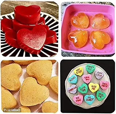 MoldBerry Heart Shape Silicone Mold for Making Soap Candle 6 Cavity Silicon Moulds for Soap Resin Chocolate Muffin Pudding Cake Jelly Size (17.5 * 17.5 * 3 cm) Pack of 2 (Multi Color)-thumb4