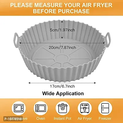 MoldBerry Air Fryer Pan with Pastry Brush Silicone Pot Round Non Stick Liners Reusable Basket Kitchen Air Fryers Round Tray Silicone Liners with Oil Pastry Brush Kitchan Tool-thumb3