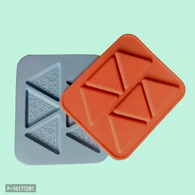 MoldBerry Cookies Mould Ovel Shape 3 Cavity Chocolate Mould for Chocolate Making Silicone Mould (Triangle Cookies)-thumb3