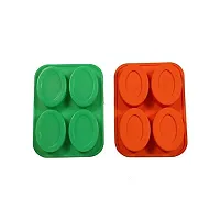 MoldBerry Soap Mould for Soap Making 4 Cavity Oval Pears Shape Silicone Soap Mould 100gm for Cake Cupcake Muffin Candle Pack of 1 (Multi Color)-thumb1