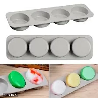 MoldBerry Soap Mould for Soap Making 4 Cavity Round Shape Silicone Soap Mould 50 Grams Belt Type for Cake Cupcake Muffin Candle Pack of 1 (Multi Color)
