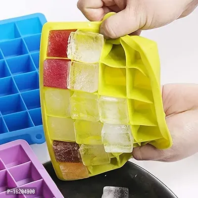 MoldBerry 24 Grid Ice Cube Tray Flexible Silicon Ice Square Tray BPA Free Perfect Ice Cube Mold for Beer Whiskey Cocktail Bar Chocolate Pack of 2 (Multi Color)-thumb2