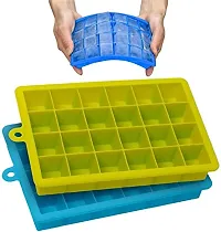 MoldBerry 24 Grid Ice Cube Tray Flexible Silicon Ice Square Tray BPA Free Perfect Ice Cube Mold for Beer Whiskey Cocktail Bar Chocolate Pack of 2 (Multi Color)-thumb2