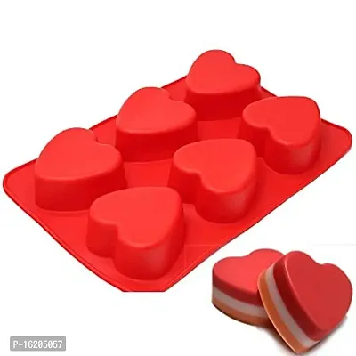 MoldBerry Soap Mould for Soap Making Lotion Bars Bath Bombs Heart Shape Silicone Mold for Baking Cupcakes Muffins Candle Mould 6 Grid Multi Color Pack of 1