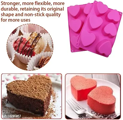 MoldBerry Soap Mould for Soap Making Lotion Bars Bath Bombs Heart Shape Silicone Mold for Baking Cupcakes Muffins Candle Mould 6 Grid Multi Color Pack of 1-thumb2