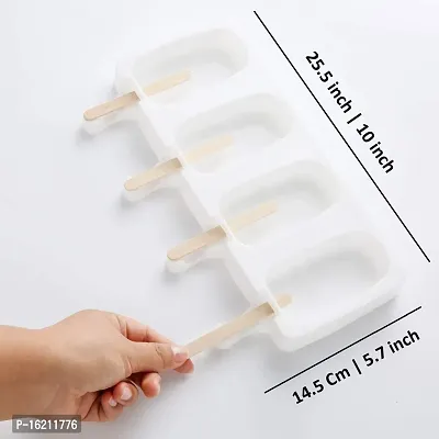 MoldBerry Silicone Popsicle Cakesicles mould with Wooden Sticks Big Oval Shape 4 Cavity ice Ice Pop Makers Ice Cream Kulfi Candy Freezer Safe for Children  Adults Size (14.5 * 26.5 * 2.6 cm) Pack of-thumb3