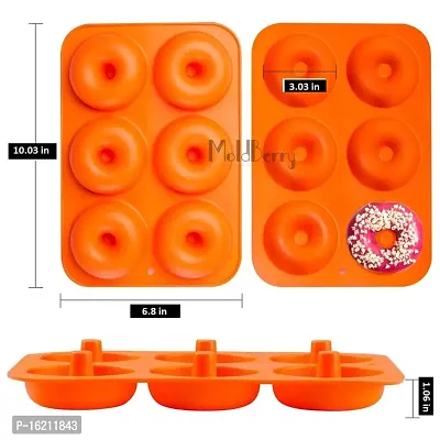 MoldBerry Donut Mould Pan Baking Silicone 6 Cavity Full Size Donuts Cupcakes Muffins Reusable Easy Clean Oven Microwave Freezer Dishwasher Safe Mould (Multi Color) Pack of 1-thumb3