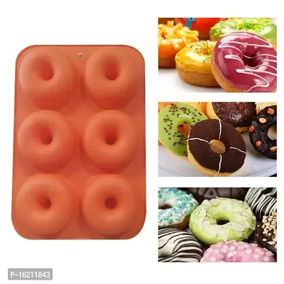 MoldBerry Donut Mould Pan Baking Silicone 6 Cavity Full Size Donuts Cupcakes Muffins Reusable Easy Clean Oven Microwave Freezer Dishwasher Safe Mould (Multi Color) Pack of 1-thumb4