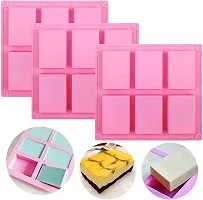 MoldBerry Soap Mould for Soap Making 6 Cavity Rectangle Shaped Silicone Soap Mould DIY for Cake Cupcake Muffin Candle (Multi Color) (1)-thumb1