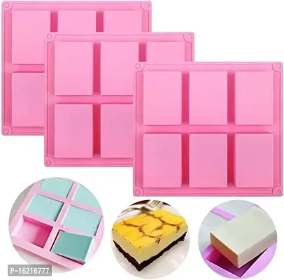 MoldBerry Soap Mould for Soap Making 6 Cavity Rectangle Shaped Silicone Soap Mould DIY for Cake Cupcake Muffin Candle (Multi Color) (1)-thumb2