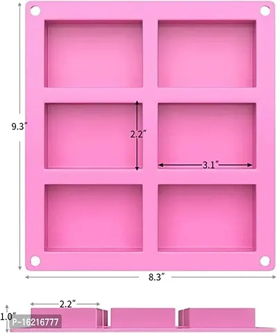 MoldBerry Soap Mould for Soap Making 6 Cavity Rectangle Shaped Silicone Soap Mould DIY for Cake Cupcake Muffin Candle (Multi Color) (1)-thumb3